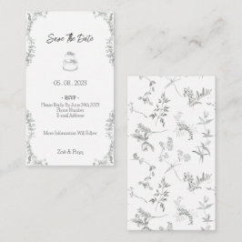 Tarjeta Pequeña Floral Black & White Botanical Line Save The Date