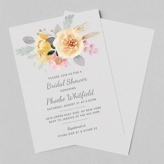 Tarjeta Pequeña Floral Bridal Shower Script Watercolor Botánico (Floral Bridal Shower Script Watercolor Botanical Note Card)