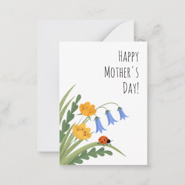 Tarjeta Pequeña Floral Buttercup Bluebells Día de la Madre (Anverso)