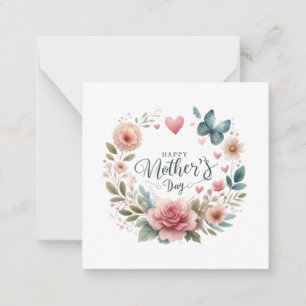 Tarjeta Pequeña Floral con mariposa, feliz día de la madre