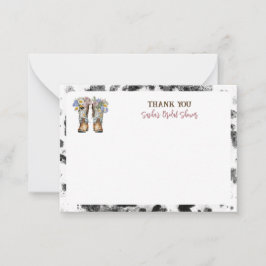 Tarjeta Pequeña Floral Cowboy Boots Bridal Shower Gracias