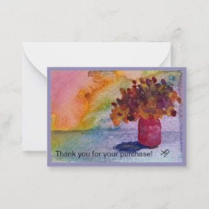 Tarjeta Pequeña Floral de acuarela pequeña Gracias tamaño ACEO
