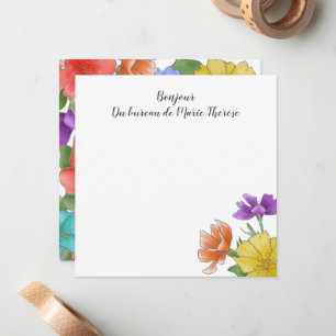 Tarjeta Pequeña Floral de color de agua brillante Bounjour persona