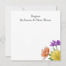 Tarjeta Pequeña Floral de color de agua brillante Bounjour persona