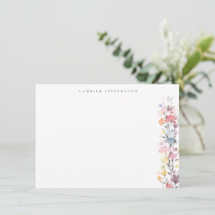 Tarjeta Pequeña Floral de color de agua pastel personalizada