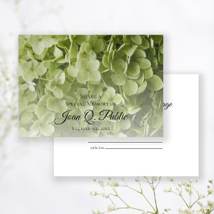 Tarjeta Pequeña Floral de Hydrangea verde comparte un funeral de m