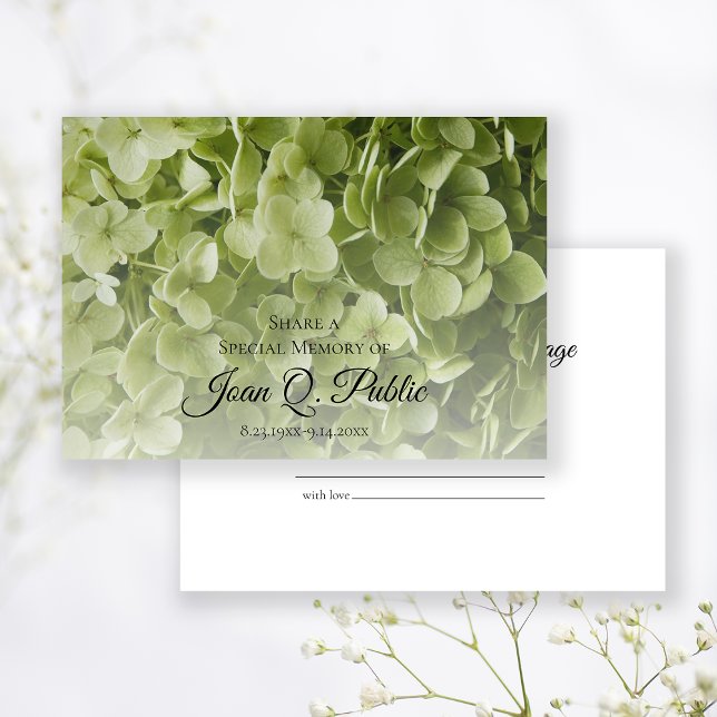 Tarjeta Pequeña Floral de Hydrangea verde comparte un funeral de m (Subido por el creador)