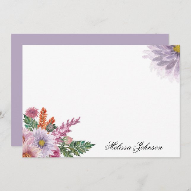 Tarjeta Pequeña Floral de lavanda suave personalizada (Anverso / Reverso)