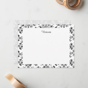 Tarjeta Pequeña Floral de patrón de Damasco de época editable 4.25