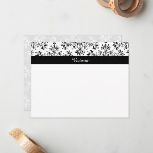 Tarjeta Pequeña Floral de patrón de Damasco de época editable 4.25
