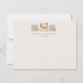 Tarjeta Pequeña Floral de pollo folclórico colorido