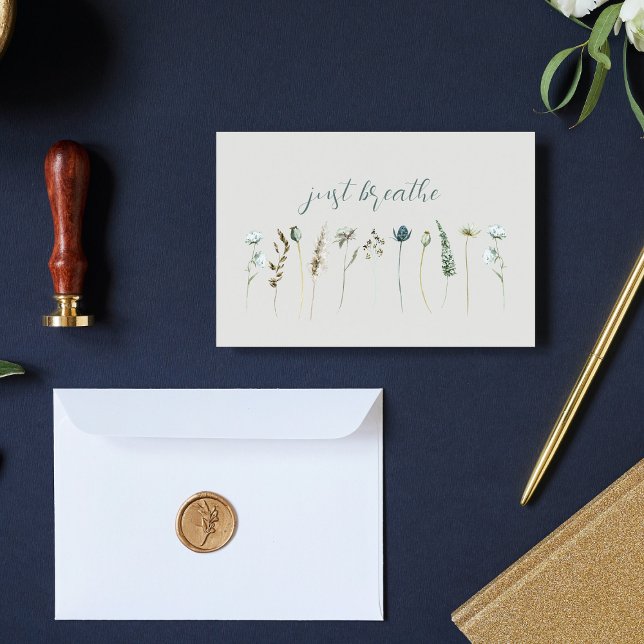 Tarjeta Pequeña Floral floral silvestre ‘Just Breathe Self Care’ (Subido por el creador)