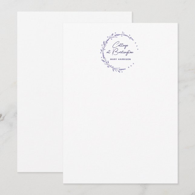 Tarjeta Pequeña Floral Lavanda Corazón (Anverso / Reverso)