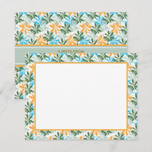 Tarjeta Pequeña Floral Moderno Abstracto I Azul y Naranja Colorido
