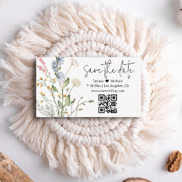 Tarjeta Pequeña floral moderno salve la fecha qr código wildflower