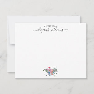 Tarjeta Pequeña Floral morado Rubor azul rosa guión botánico