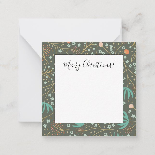 Tarjeta Pequeña Floral Navideño Colorido Hecho a Mano (Anverso)