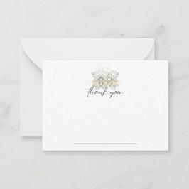 Tarjeta Pequeña Floral Notecard blanca y amarilla