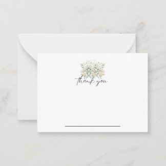 Tarjeta Pequeña Floral Notecard blanca y amarilla