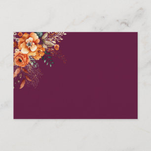 Tarjeta Pequeña Floral otoñal elegante burgundy