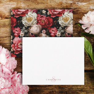 Tarjeta Pequeña Floral peónica oscura personalizada por moda