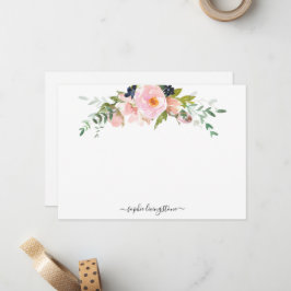 Tarjeta Pequeña Floral personalizado con tonos rosados y vegetació