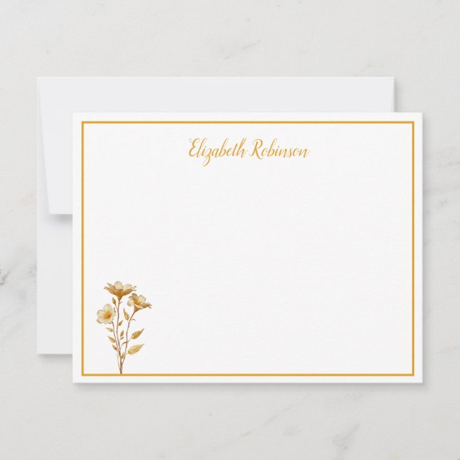 Tarjeta Pequeña Floral Personalized Custom Note Card (Anverso)