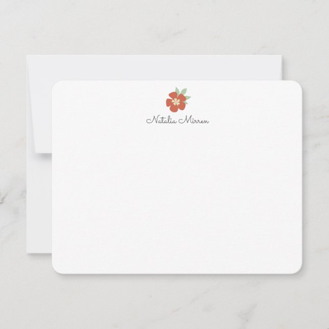 Tarjeta Pequeña Floral roja tropical vintage (Anverso)