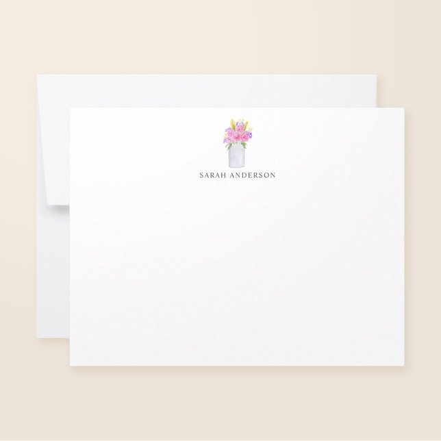 Tarjeta Pequeña Floral rosa acuarela Mason Jar personalizada (Subido por el creador)