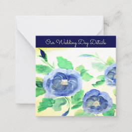 Tarjeta Pequeña Floral Rosa azul oscuro