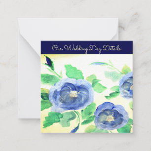 Tarjeta Pequeña Floral Rosa azul oscuro