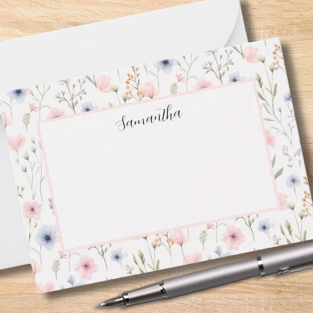 Tarjeta Pequeña Floral rosa azul personalizada (Subido por el creador)