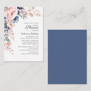 Tarjeta Pequeña Floral rosa Baby Shower Bloom moderno