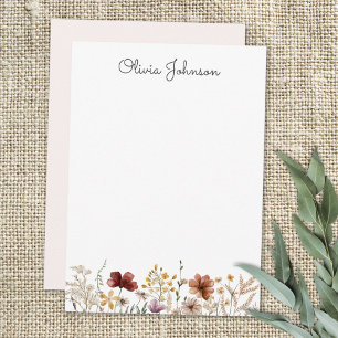 Tarjeta Pequeña Floral Silvestre Acuarela Monogramada Bonita