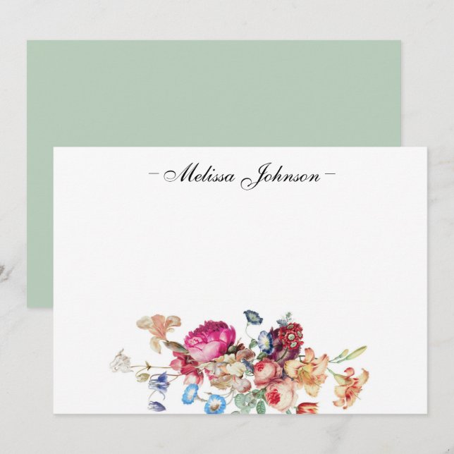 Tarjeta Pequeña Floral suave de Borgoña personalizada (Anverso / Reverso)