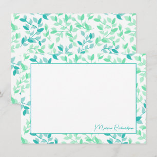 Tarjeta Pequeña Florales verdes Verde azuladas bonitos Modernas pe