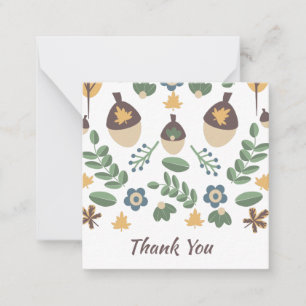 Tarjeta Pequeña Florería Otoñal Hojas de Follaje Bellotas Gracias