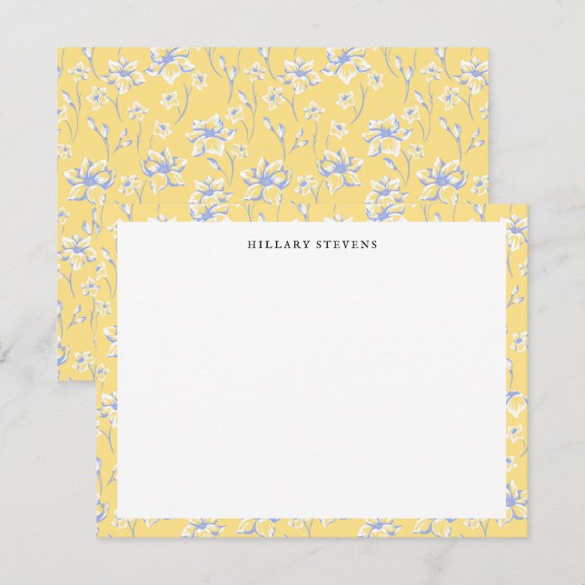 Tarjeta Pequeña Flores Amarillas Elegantes Borde (Anverso / Reverso)