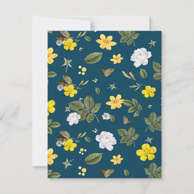 Tarjeta Pequeña Flores amarillas y rosas blancas (Anverso)