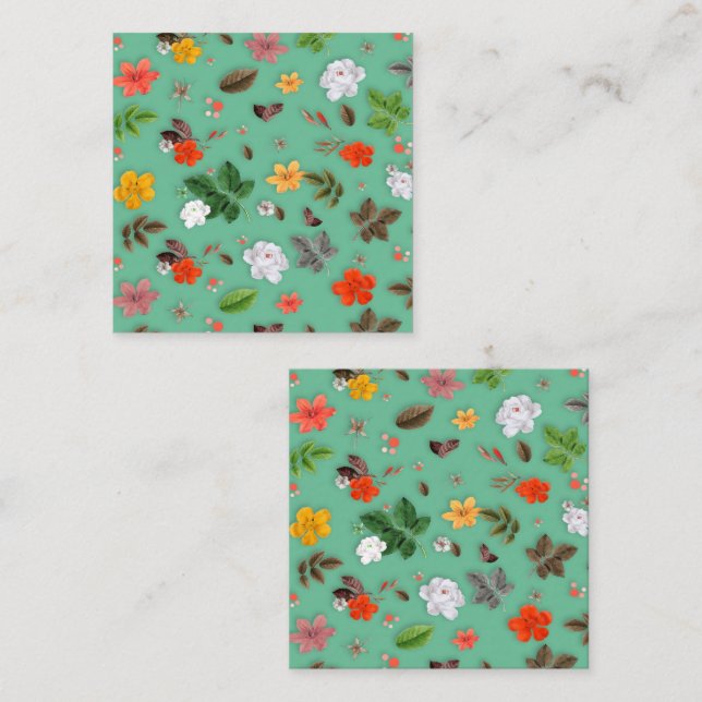 Tarjeta Pequeña Flores amarillas y rosas blancas 14 (Anverso / Reverso)