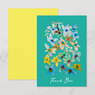 Tarjeta Pequeña Flores azul acuarela