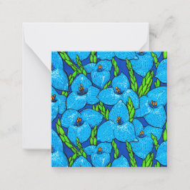 Tarjeta Pequeña Flores azules de Puya, flores tropicales botánicas