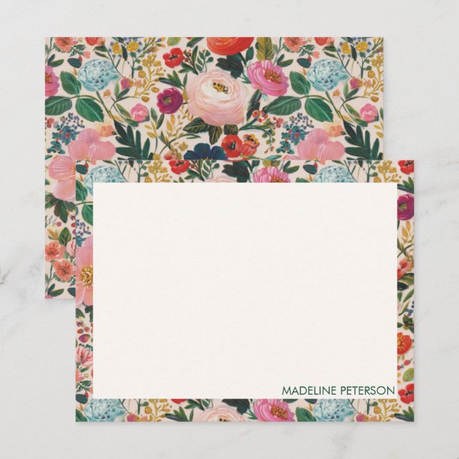 Tarjeta Pequeña Flores Botánicas Coloridas Lindas (Anverso / Reverso)