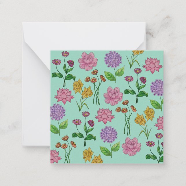 Tarjeta Pequeña Flores coloridas (Anverso)