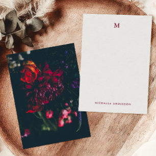 Tarjeta Pequeña Flores Coloridas Modernas y Bonitas Monograma y No
