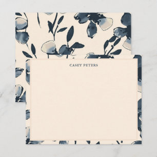 Tarjeta Pequeña Flores de acuarela azul de tipografía moderna con 