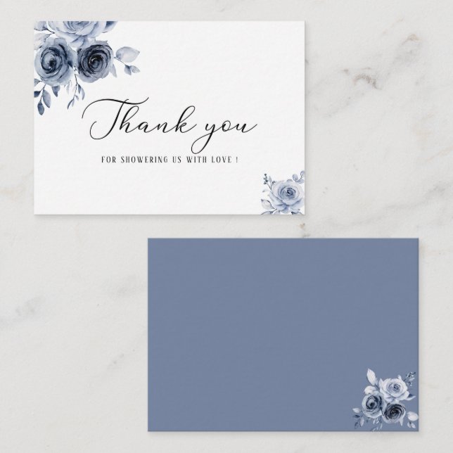 Tarjeta Pequeña Flores de acuarela azul marina y deja espectáculo  (Anverso / Reverso)