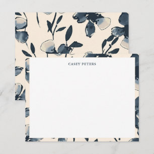 Tarjeta Pequeña Flores de acuarela azul tipografía moderna fronter