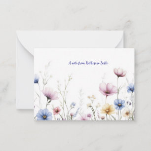 Tarjeta Pequeña Flores de Acuarela Borde Inferior Flores Silvestre
