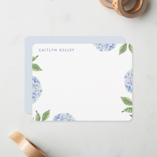 Tarjeta Pequeña Flores de acuarela de hidrangea azul, plana Person